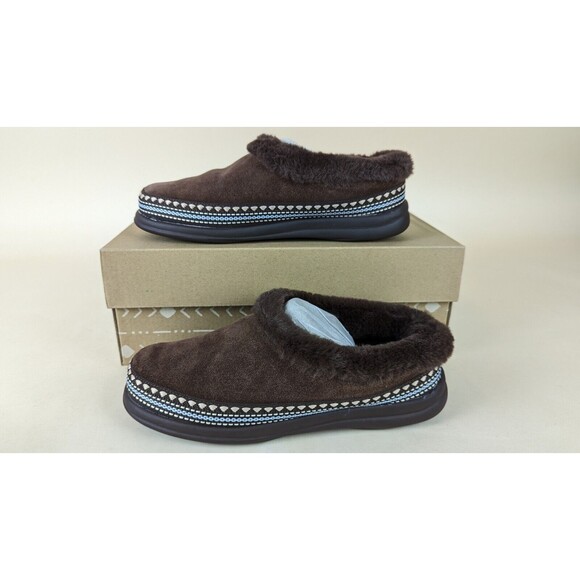 Zodiac Palermo Slippers Shoes Womens 6 M Brown Suede Faux Fur Trim Slip On NWB - Picture 4 of 14